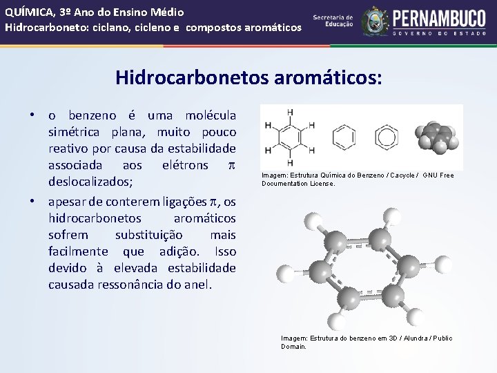 QUÍMICA, 3º Ano do Ensino Médio Hidrocarboneto: ciclano, cicleno e compostos aromáticos Hidrocarbonetos aromáticos: