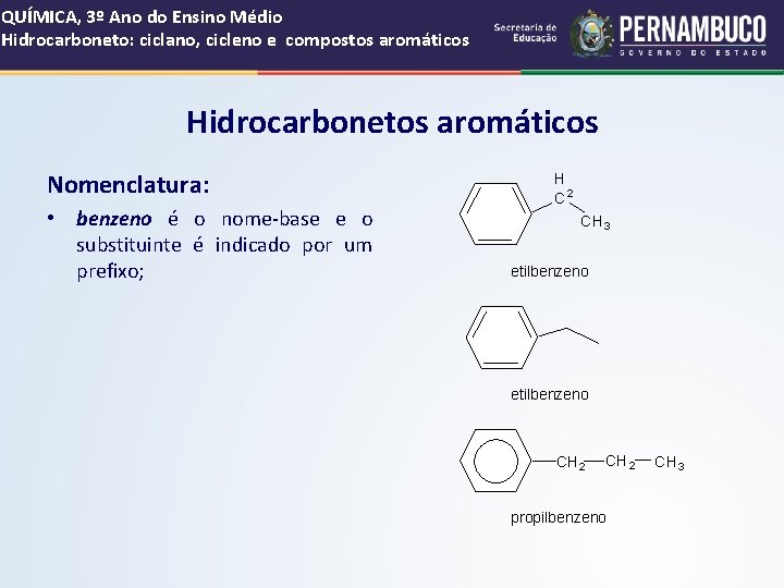 QUÍMICA, 3º Ano do Ensino Médio Hidrocarboneto: ciclano, cicleno e compostos aromáticos Hidrocarbonetos aromáticos