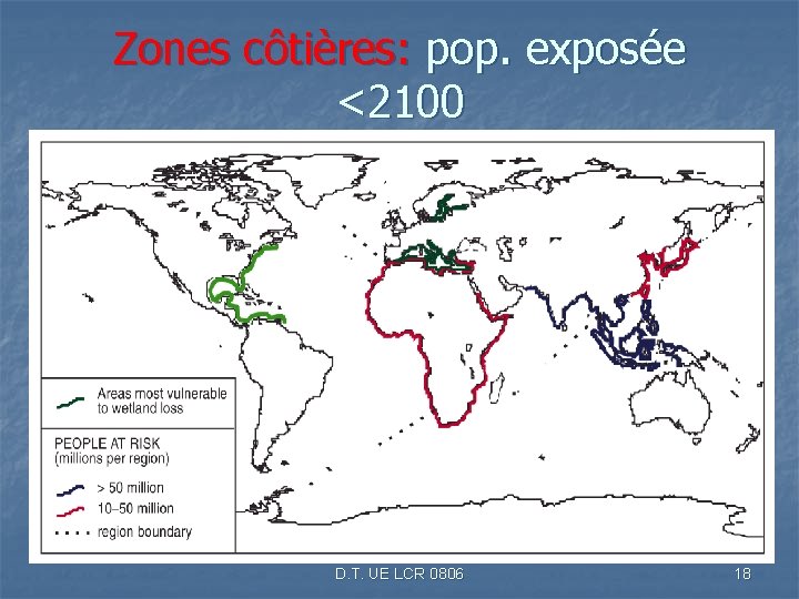 Zones côtières: pop. exposée <2100 D. T. UE LCR 0806 18 