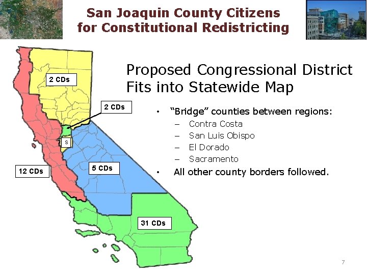 San Joaquin County Citizens for Constitutional Redistricting Proposed Congressional District Fits into Statewide Map