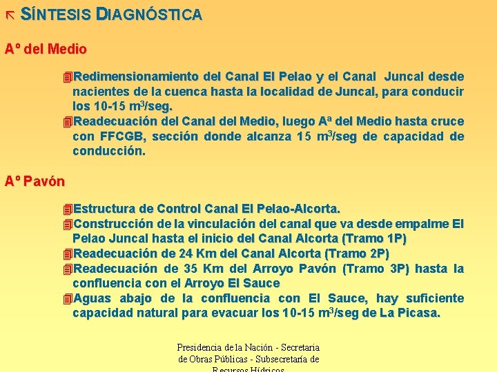 ã SÍNTESIS DIAGNÓSTICA Aº del Medio 4 Redimensionamiento del Canal El Pelao y el