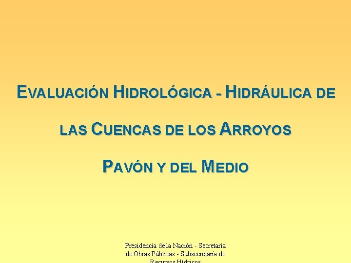 EVALUACIÓN HIDROLÓGICA - HIDRÁULICA DE LAS CUENCAS DE LOS ARROYOS PAVÓN Y DEL MEDIO