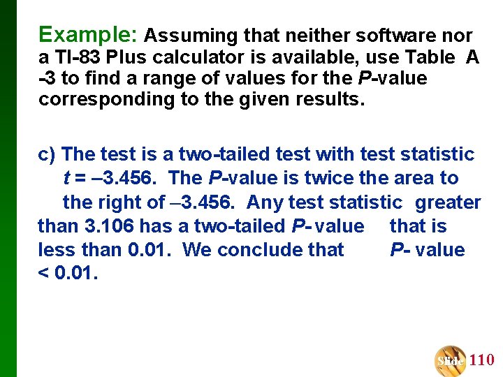 Example: Assuming that neither software nor a TI-83 Plus calculator is available, use Table