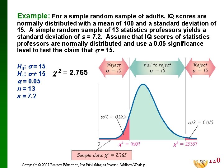 Example: For a simple random sample of adults, IQ scores are normally distributed with