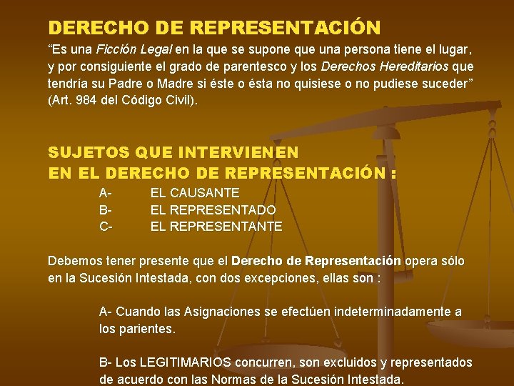 DERECHO DE REPRESENTACIÓN “Es una Ficción Legal en la que se supone que una DERECHO DE REPRESENTACIÓN “Es una Ficción Legal en la que se supone que una