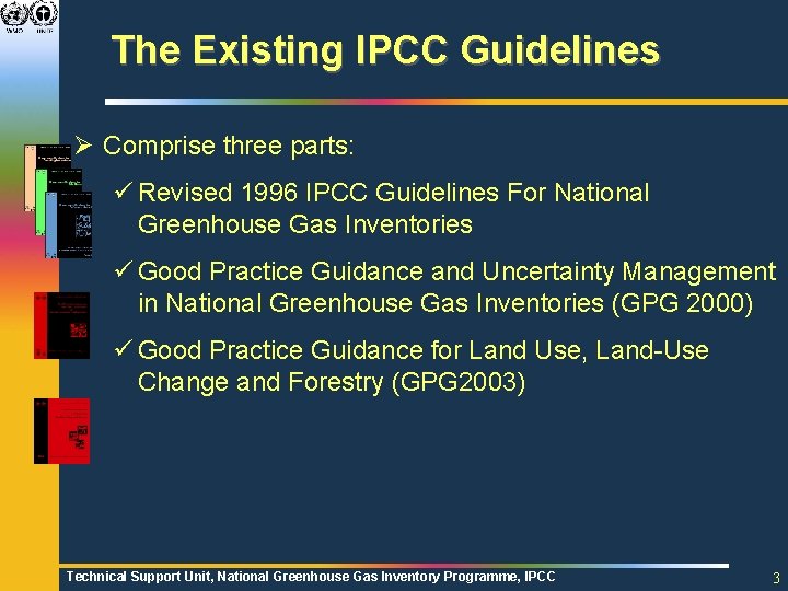 The Existing IPCC Guidelines Ø Comprise three parts: ü Revised 1996 IPCC Guidelines For