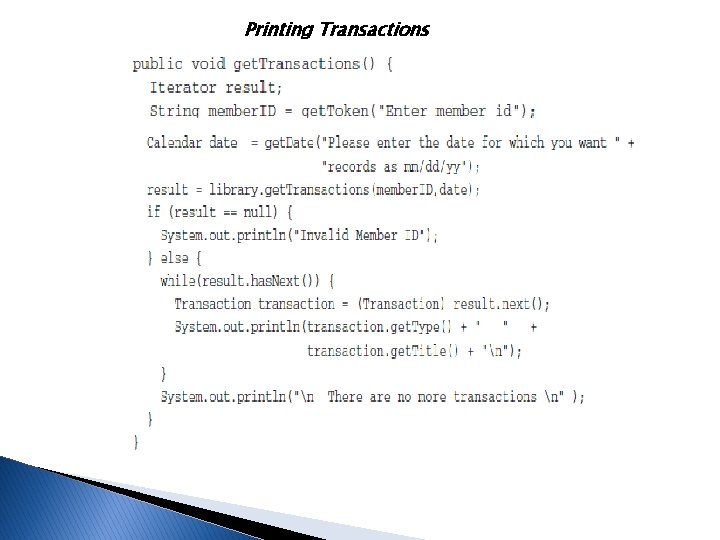 Printing Transactions 