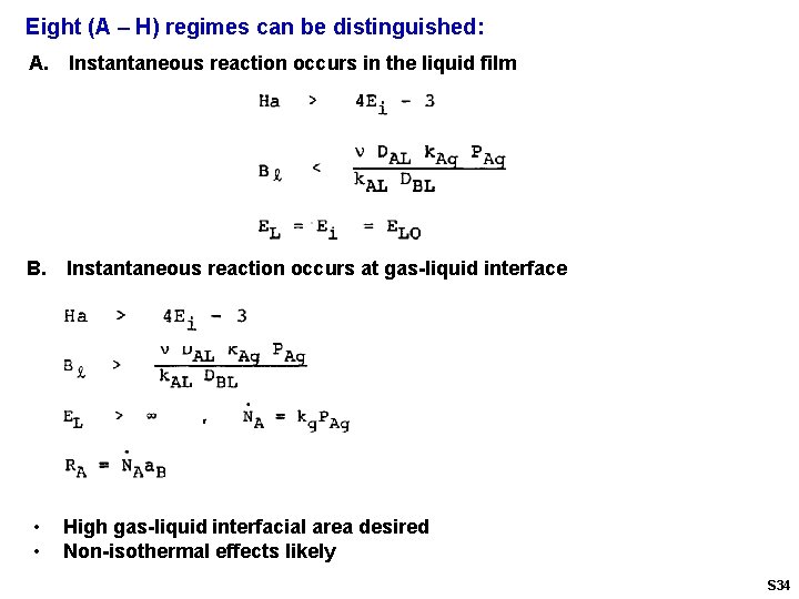 Eight (A – H) regimes can be distinguished: A. Instantaneous reaction occurs in the