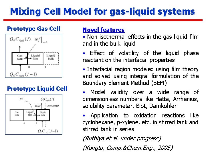 Mixing Cell Model for gas-liquid systems Prototype Gas Cell Novel features • Non-isothermal effects