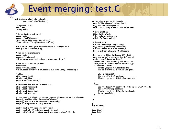 Event merging: test. C void test(const char * sdir ="signal", const char * bdir Event merging: test. C void test(const char * sdir ="signal", const char * bdir