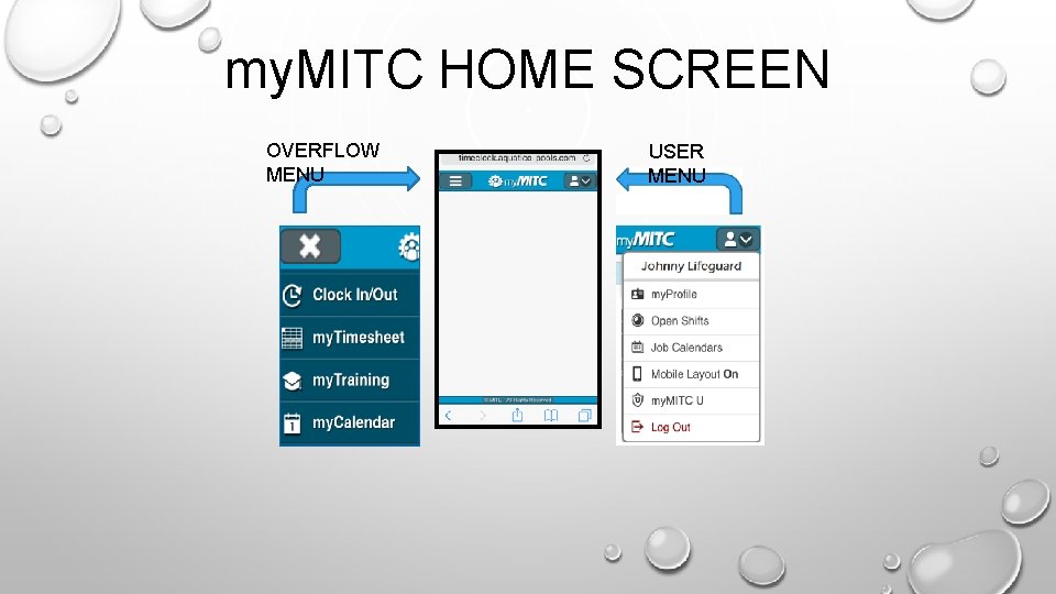 my. MITC HOME SCREEN OVERFLOW MENU USER MENU 