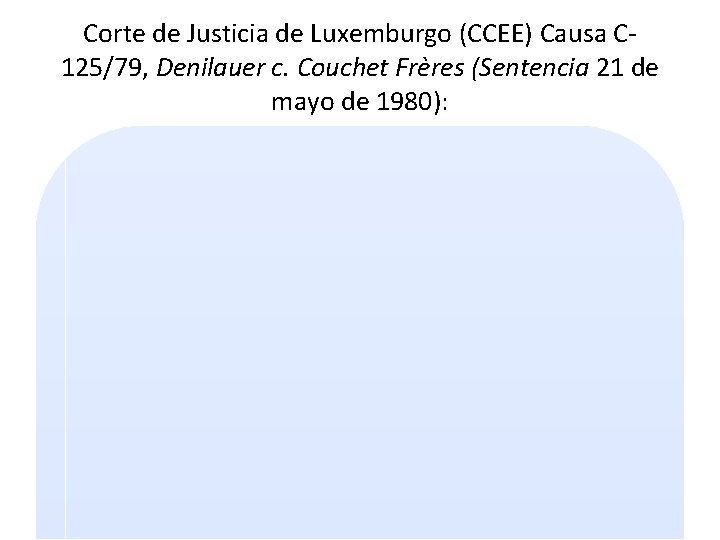 Corte de Justicia de Luxemburgo (CCEE) Causa C 125/79, Denilauer c. Couchet Frères (Sentencia
