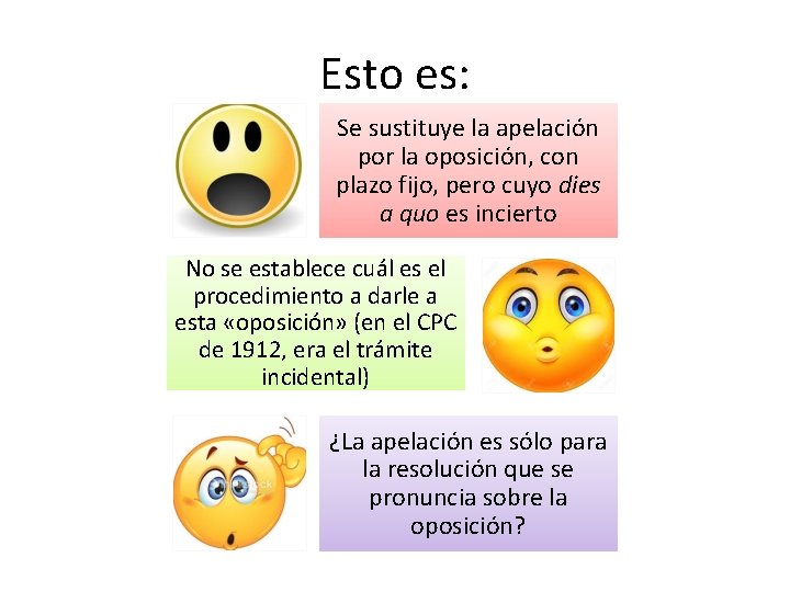 Esto es: Se sustituye la apelación por la oposición, con plazo fijo, pero cuyo
