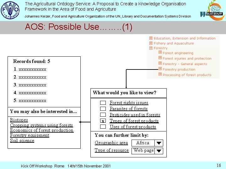 The Agricultural Ontology Service: A Proposal to Create a Knowledge Organisation Framework in the