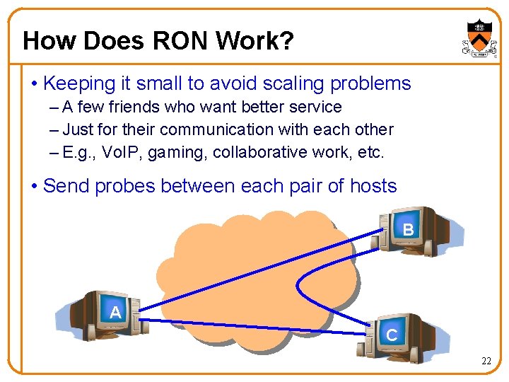 How Does RON Work? • Keeping it small to avoid scaling problems – A