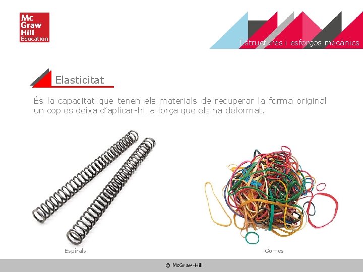 Estructures i esforços mecànics Elasticitat És la capacitat que tenen els materials de recuperar