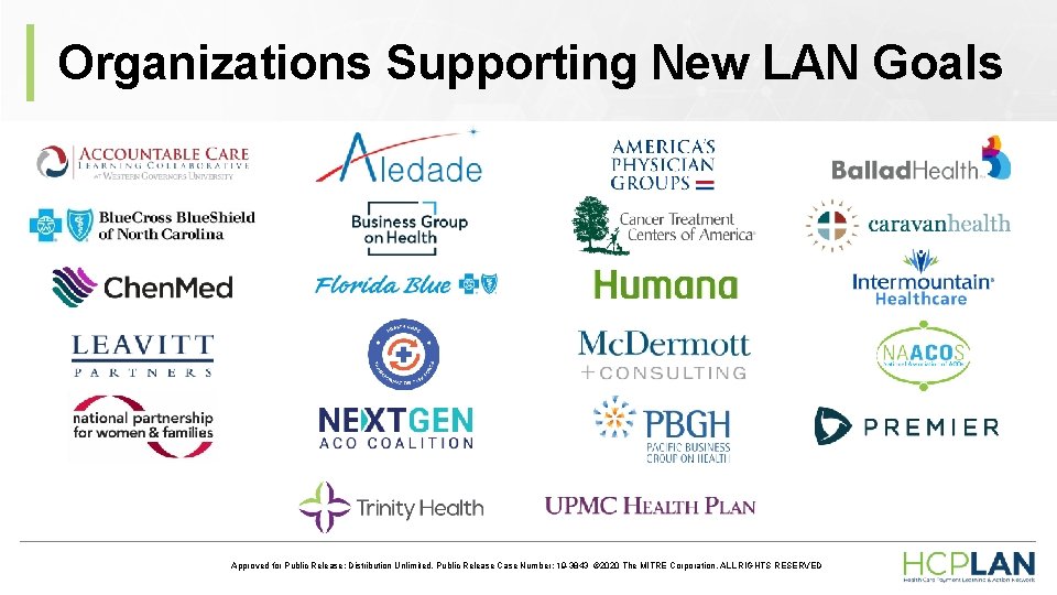 Organizations Supporting New LAN Goals Approved for Public Release; Distribution Unlimited. Public Release Case Organizations Supporting New LAN Goals Approved for Public Release; Distribution Unlimited. Public Release Case