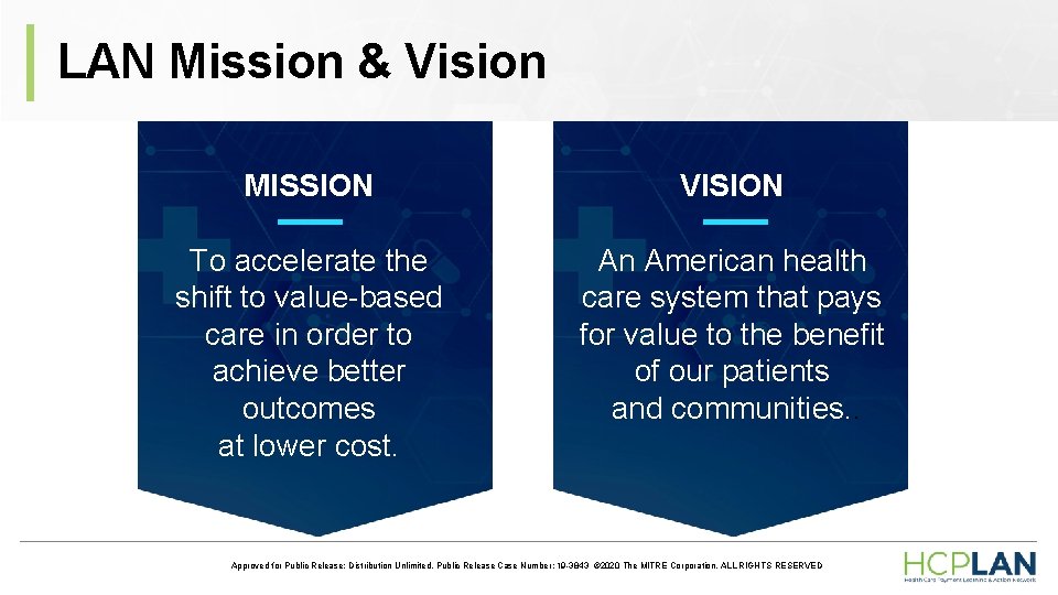 LAN Mission & Vision MISSION VISION To accelerate the shift to value-based care in LAN Mission & Vision MISSION VISION To accelerate the shift to value-based care in