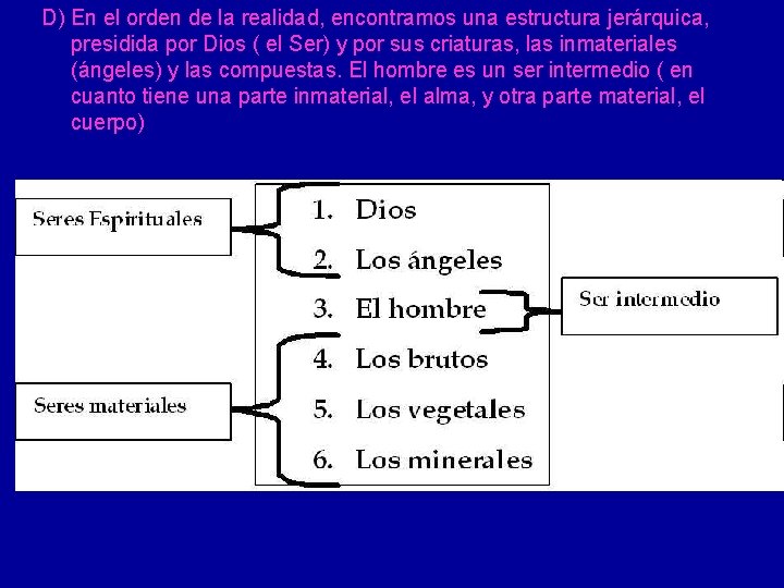 D) En el orden de la realidad, encontramos una estructura jerárquica, presidida por Dios D) En el orden de la realidad, encontramos una estructura jerárquica, presidida por Dios