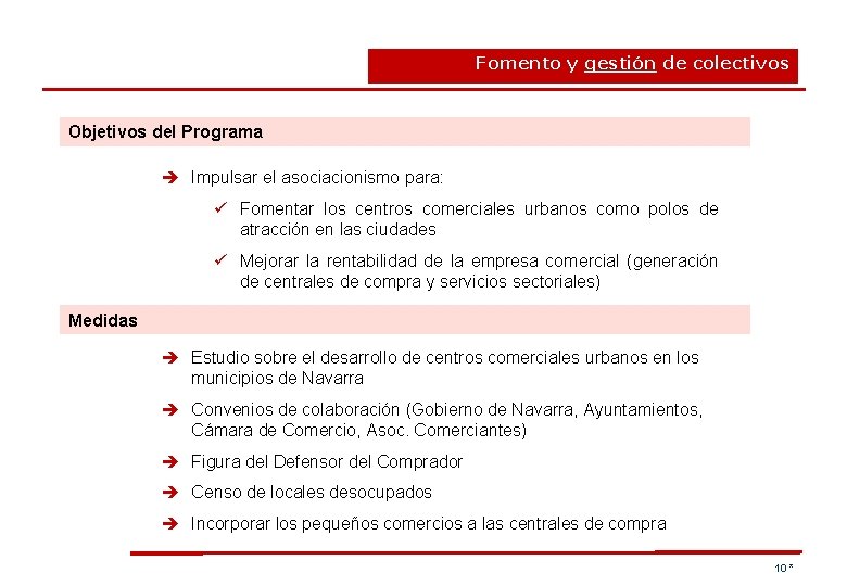 Fomento y gestión de colectivos Objetivos del Programa è Impulsar el asociacionismo para: ü