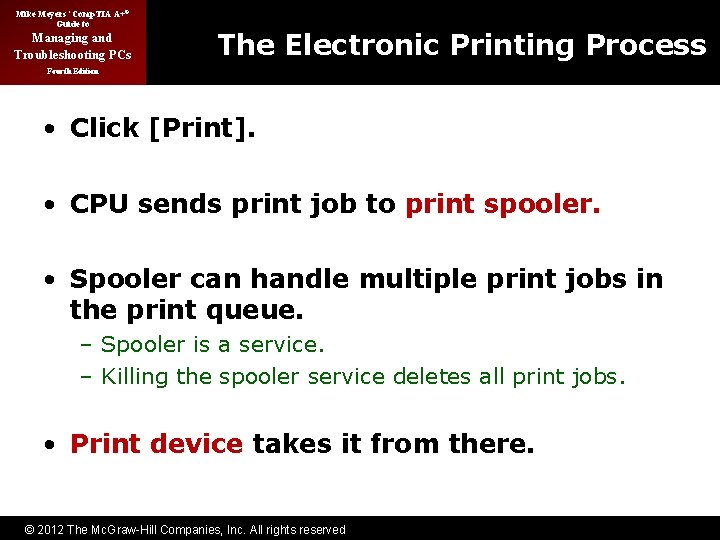 Mike Meyers’ Comp. TIA A+® Guide to Managing and Troubleshooting PCs The Electronic Printing