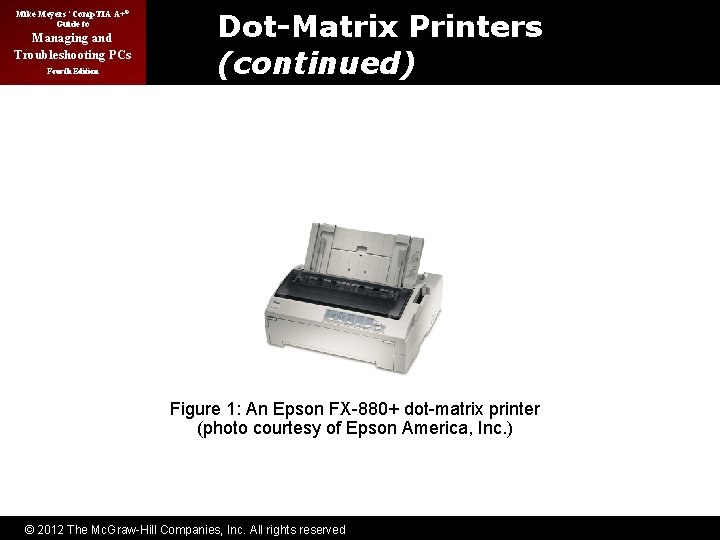 Mike Meyers’ Comp. TIA A+® Guide to Managing and Troubleshooting PCs Fourth Edition Dot-Matrix