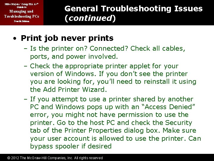 Mike Meyers’ Comp. TIA A+® Guide to Managing and Troubleshooting PCs Fourth Edition General
