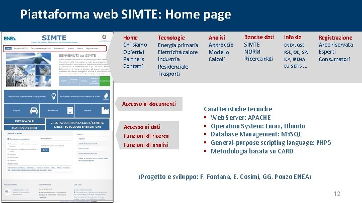 Piattaforma web SIMTE: Home page Home Chi siamo Obiettivi Partners Contatti Tecnologie Energia primaria