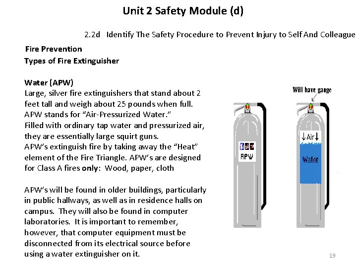 Unit 2 Safety Module (d) 2. 2 d Identify The Safety Procedure to Prevent