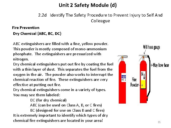 Unit 2 Safety Module (d) 2. 2 d Identify The Safety Procedure to Prevent