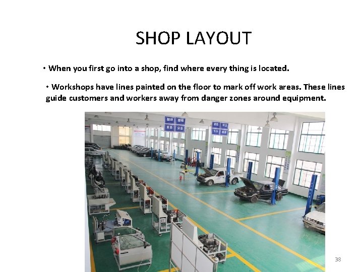 SHOP LAYOUT • When you first go into a shop, find where every thing