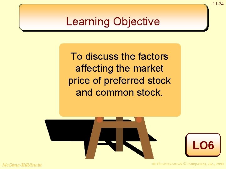 11 -34 Learning Objective To discuss the factors affecting the market price of preferred