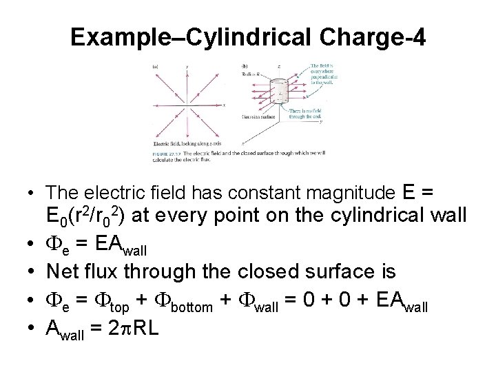 Example–Cylindrical Charge-4 • The electric field has constant magnitude E = • • E