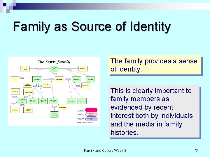 Family as Source of Identity The family provides a sense of identity. This is