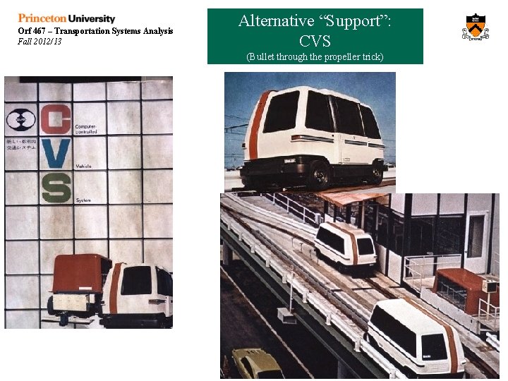 Orf 467 – Transportation Systems Analysis Fall 2012/13 Alternative “Support”: CVS (Bullet through the