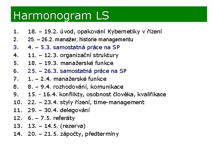 Harmonogram LS 1. 2. 3. 4. 5. 6. 7. 8. 9. 10. 11. 12.