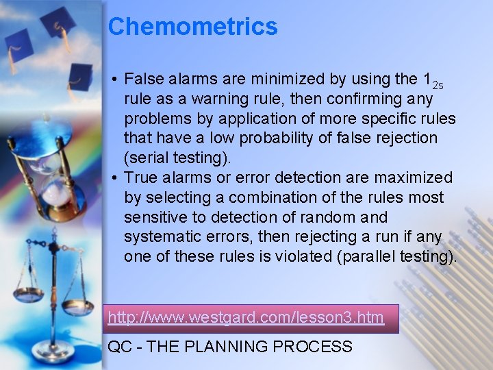 Chemometrics • False alarms are minimized by using the 12 s rule as a