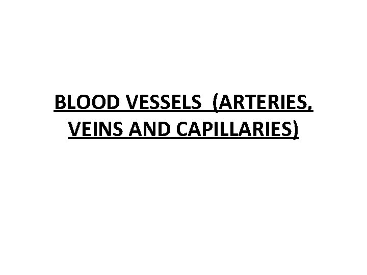 BLOOD VESSELS (ARTERIES, VEINS AND CAPILLARIES) 