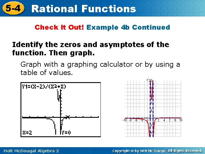 5 -4 Rational Functions Check It Out! Example 4 b Continued Identify the zeros