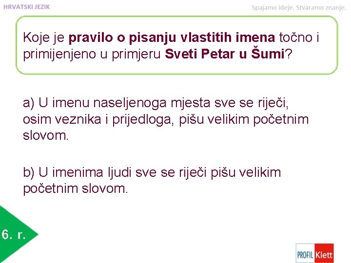 Koje je pravilo o pisanju vlastitih imena točno i primijenjeno u primjeru Sveti Petar