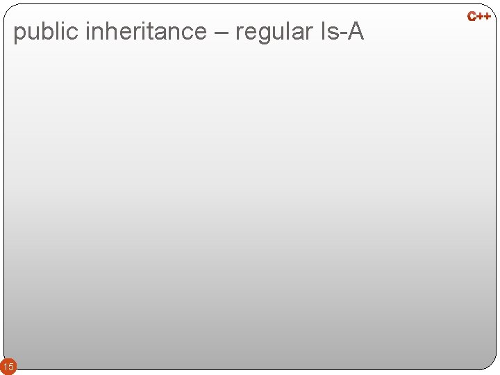public inheritance – regular Is-A 15 