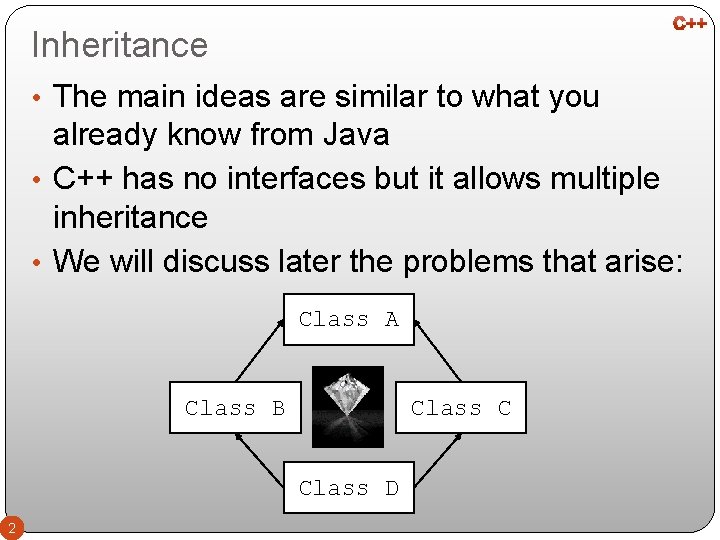 Inheritance • The main ideas are similar to what you already know from Java