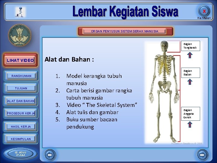 X Ke Materi ORGAN PENYUSUN SISTEM GERAK MANUSIA Bagian Tengkorak LIHAT VIDEO RANGKUMAN TUJUAN