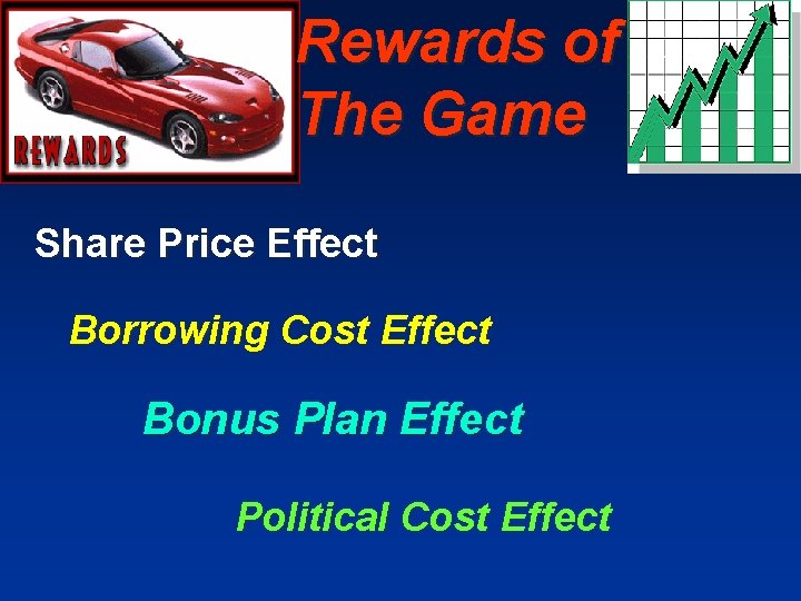 Rewards of The Game Share Price Effect Borrowing Cost Effect Bonus Plan Effect Political