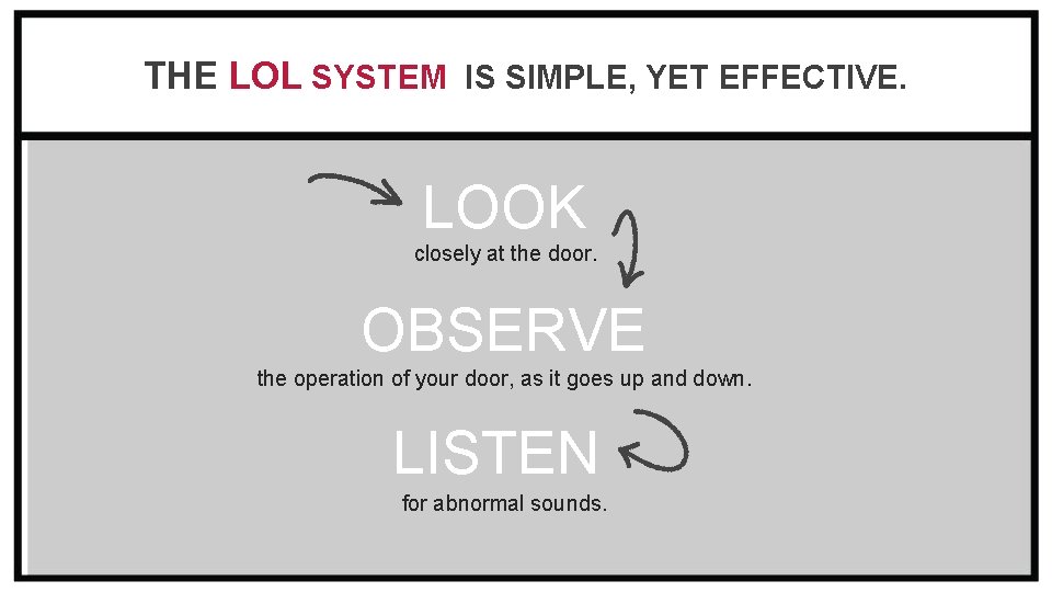 THE LOL SYSTEM IS SIMPLE, YET EFFECTIVE. LOOK closely at the door. OBSERVE the THE LOL SYSTEM IS SIMPLE, YET EFFECTIVE. LOOK closely at the door. OBSERVE the