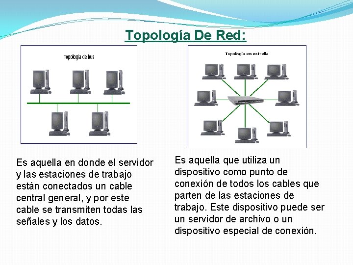 Topología De Red: Es aquella en donde el servidor y las estaciones de trabajo