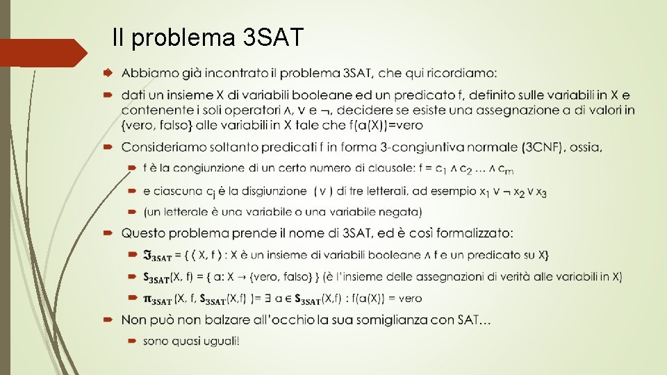 Il problema 3 SAT 