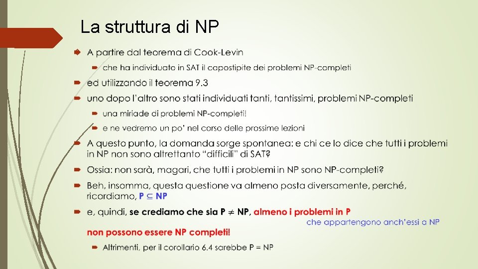 La struttura di NP 