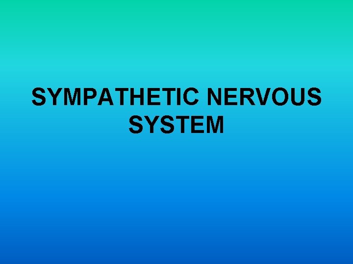 SYMPATHETIC NERVOUS SYSTEM 