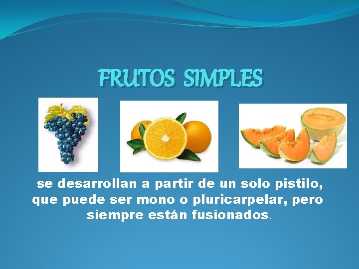 FRUTOS SIMPLES se desarrollan a partir de un solo pistilo, que puede ser mono